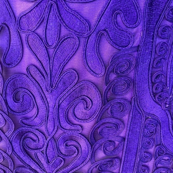 Sue Wong Purple Embroidered Sheath Dress-0 - Picture 4 of 12